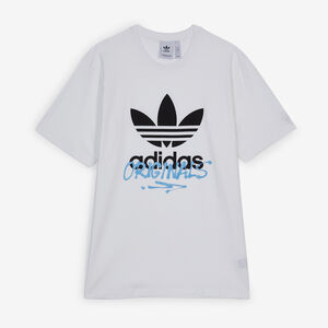 ADIDAS ORIGINALS TEE SHIRT GRAPHIC STREET TREFOIL BIANCO/NERO UOMO