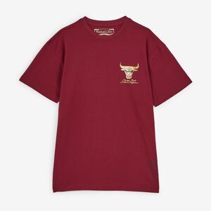 MITCHELL & NESS MAGLIETTA LOGO BULLS SHINY EMB ROSSO/DORATO UOMO