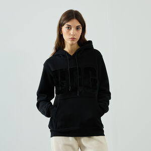 UGG HOODIE REY FUZZY LOGO NOIR DONNA