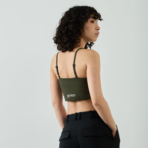 NEW BALANCE TOP CROP BRA SMALL LOGO KAKI DONNA