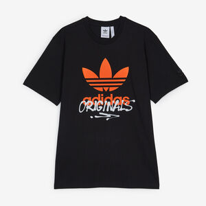 ADIDAS ORIGINALS TEE SHIRT GRAPHIC STREET TREFOIL BIANCO/ARANCIONE UOMO