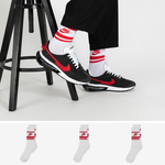 CALZINI X3 CREW STRIPE : BLANC/ROUGE