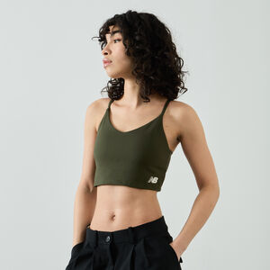 NEW BALANCE TOP CROP BRA SMALL LOGO KAKI DONNA